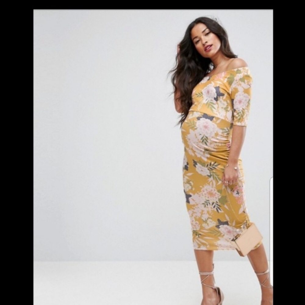 ASOS MATERNITY DRESS YELLOW FLORAL